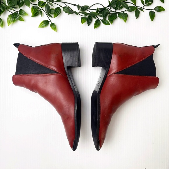 Acne Studios Jensen Burgundy Red Smooth Leather Pointed Toe Chelsea Boots 7.5 - Picture 5 of 12